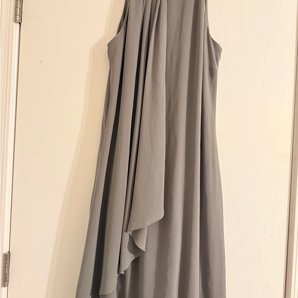 Gray Halter Neck Flowy Dress Womens Medium Layered Chiffon